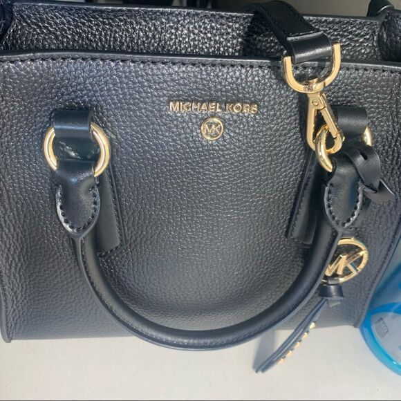 Michael Michael Kors Kris Small Pebbled Leather Satchel Black - Picture 2 of 11